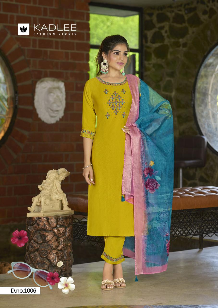 Nazakat By Kadlee Viscose Weaving Designer Kurti With Bottom Dupatta Wholesale Price In Surat
